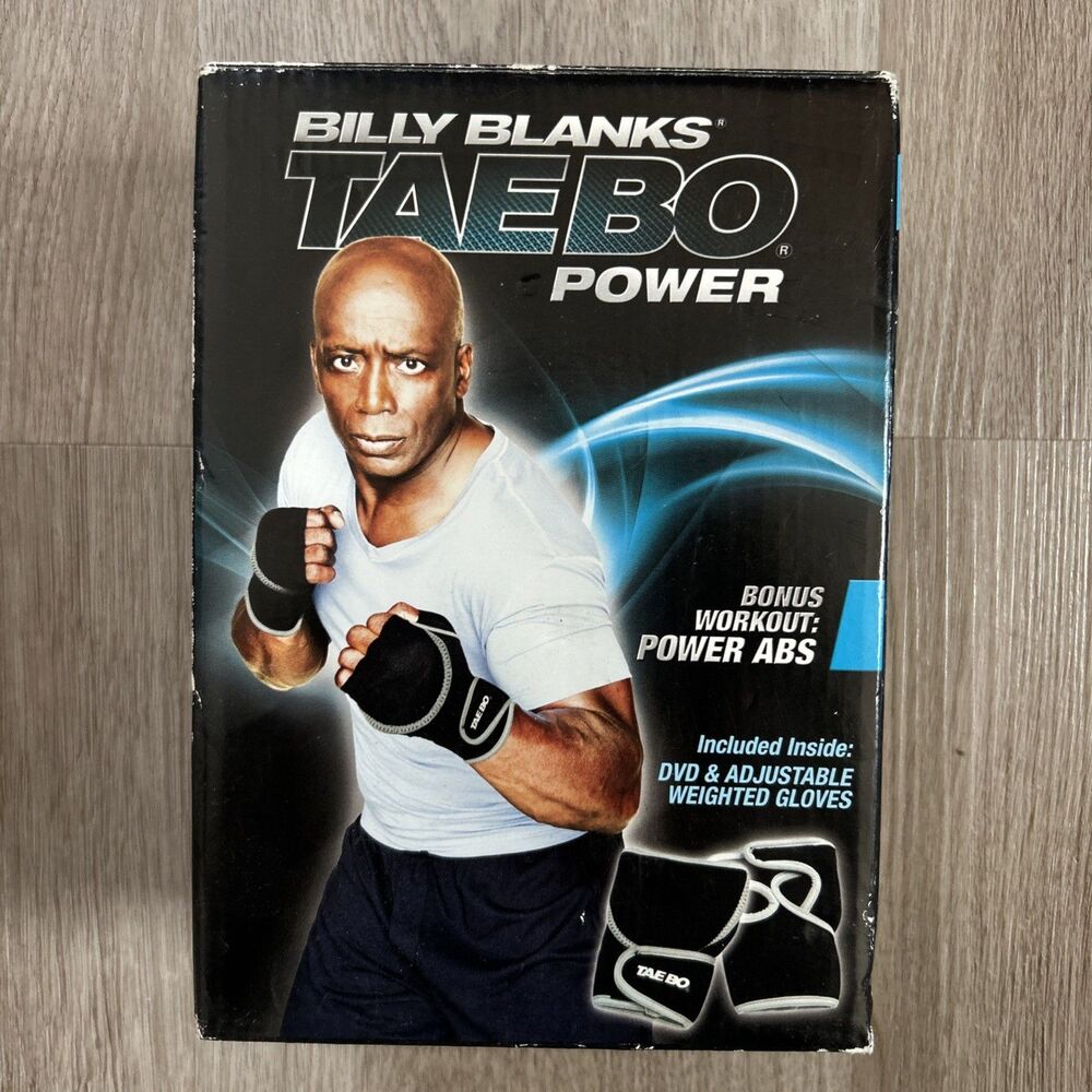 Billy Blanks Tae Bo Power DVD Box Set Abs Workout w/ Adjustable Weighted Gloves